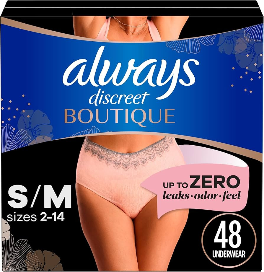 Always Discreet Boutique Incontinence and Postpartum Underwear for Women, Maximum Protection, S/M... | Amazon (US)