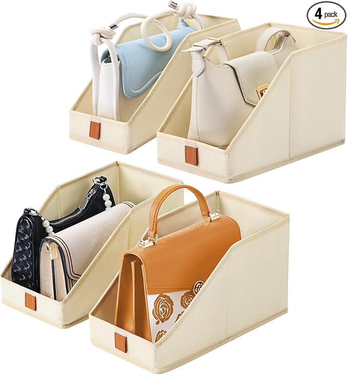 DIMJ Closet Organizers for Purses and Bag Storage, Small Storage Bins Foldable, Fabric Cube Baske... | Amazon (US)