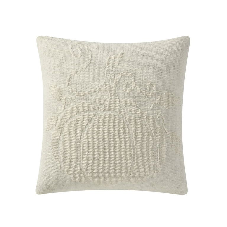 My Texas House 20" x 20" Jill Ivory Needlepoint Pumpkin Cotton Decorative Pillow - Walmart.com | Walmart (US)