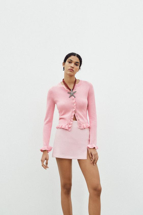 RUFFLED KNIT CARDIGAN | Zara US