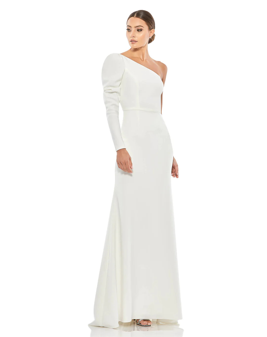 One Shoulder Puff Sleeve Gown | Mac Duggal