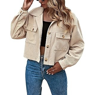 Gihuo Women’s Casual Cropped Button Down Corduroy Shacket Shirt Jackets | Amazon (US)