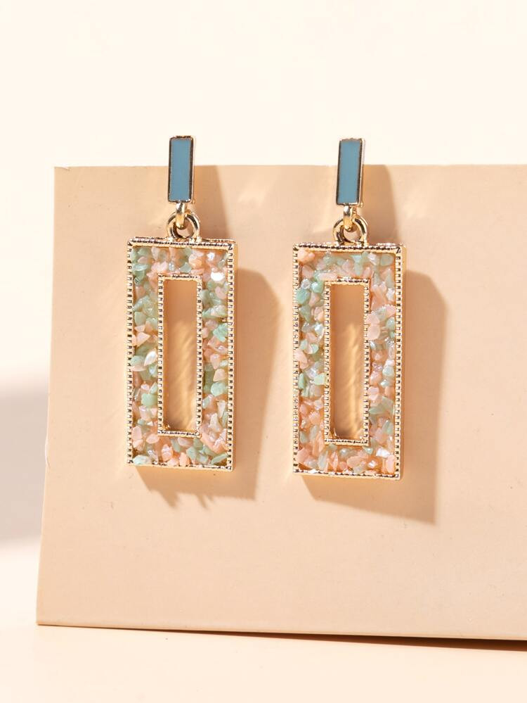 Stone Decor Geometric Drop Earrings | SHEIN
