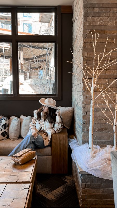 Jackson Hole trip! Just say yes to the Sherpa cowboy hat. Wearing a small in the sweater/coat. Wearing a Medium in the under layers 

#LTKSeasonal #LTKfindsunder100 #LTKstyletip