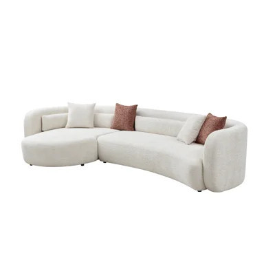 Modern Curved Sectionals Sofa, Luxurious Bouclé Upholstery With Solid Wood Frame For Large Living Rooms | Wayfair North America