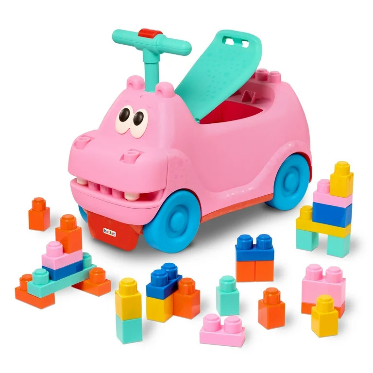 Battat Pink Ride-On Hippo with 26 Building Blocks and Storage, Ride-On Toy for Toddlers 12 Months... | Walmart (US)
