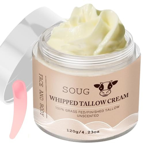 JIAYINGJIA Beef Tallow for Skin, Tallow and Honey Balm, Grass-Fed Beef Tallow Moisturizer, Whippted Tallow Balm with Shea Butter, Unscented Moristurizer Face Cream, Nourish and Hydrate Skin | Amazon (US)