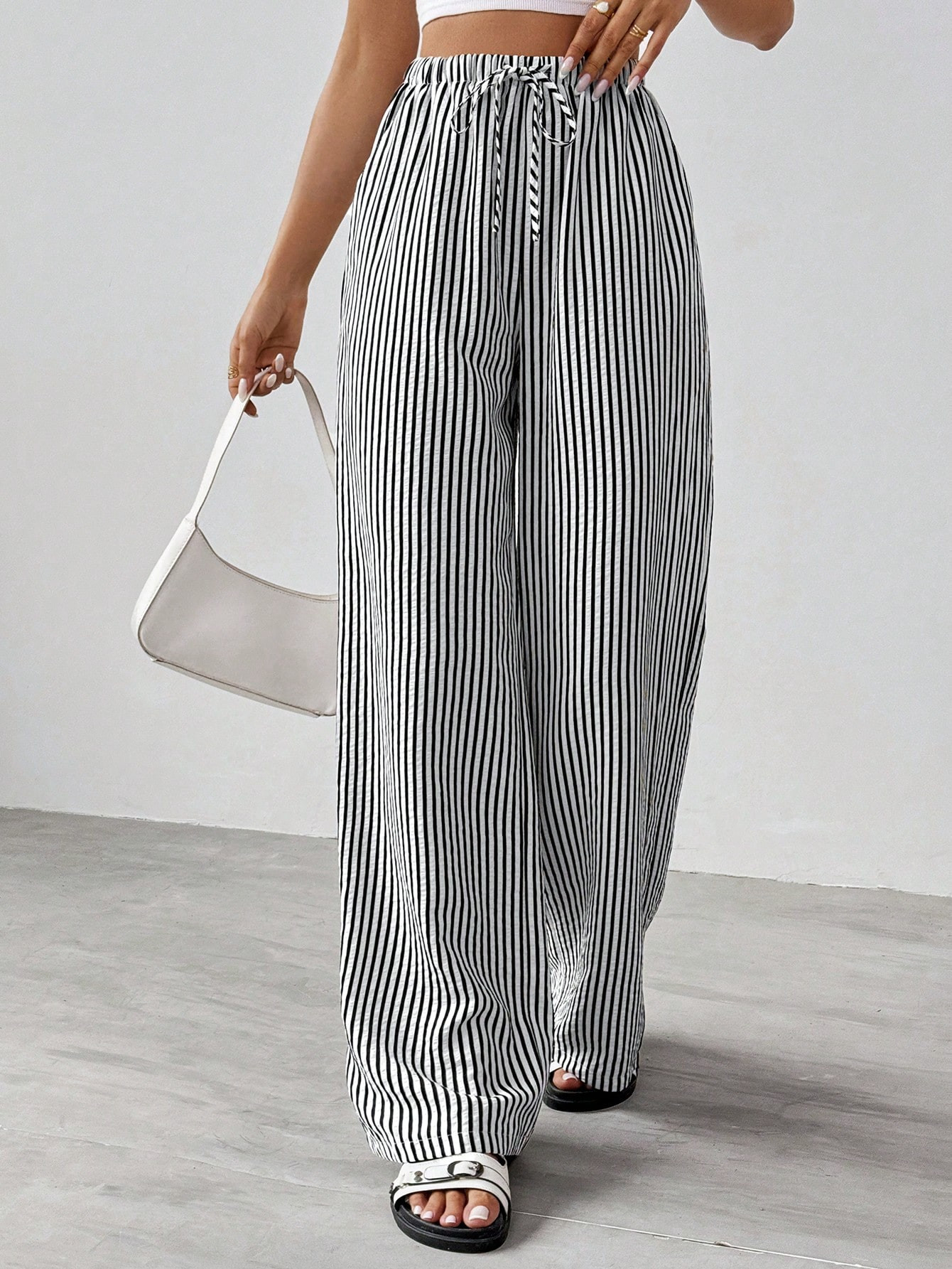 SHEIN Tall Striped & Printed Casual Daily Wear Women Spring/Summer Long Pants | SHEIN | SHEIN