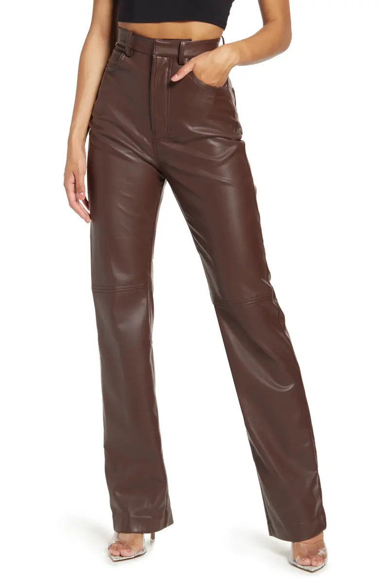 Inaya High Waist Faux Leather Trousers | Nordstrom