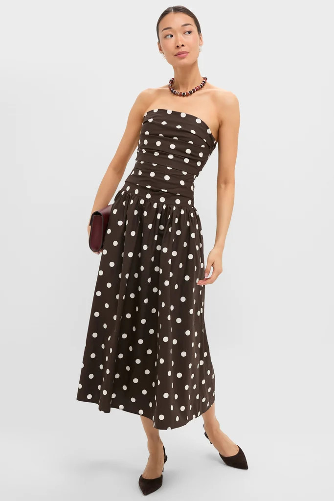 Brown Ivory Polka Dot Lainey Midi Dress | Tuckernuck (US)