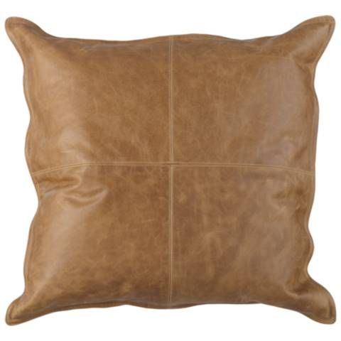 Leather 22" Square Throw Pillow - #55M42 | Lamps Plus | Lamps Plus