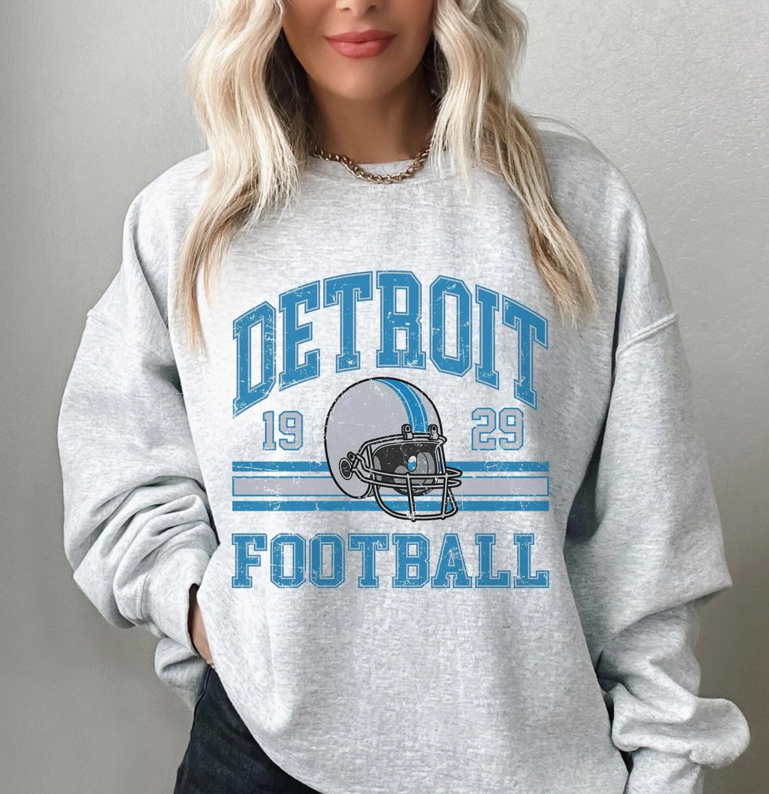 Detroit Football Sweatshirt for Him, Vintage Detroit Sweater, Detroit Football Retro Gift, Detroi... | Etsy (US)