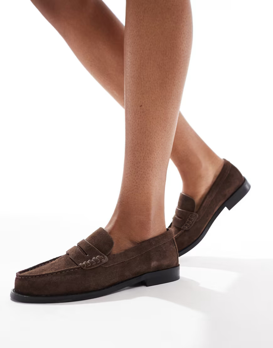schuh Lillian loafers in brown suede | ASOS (Global)