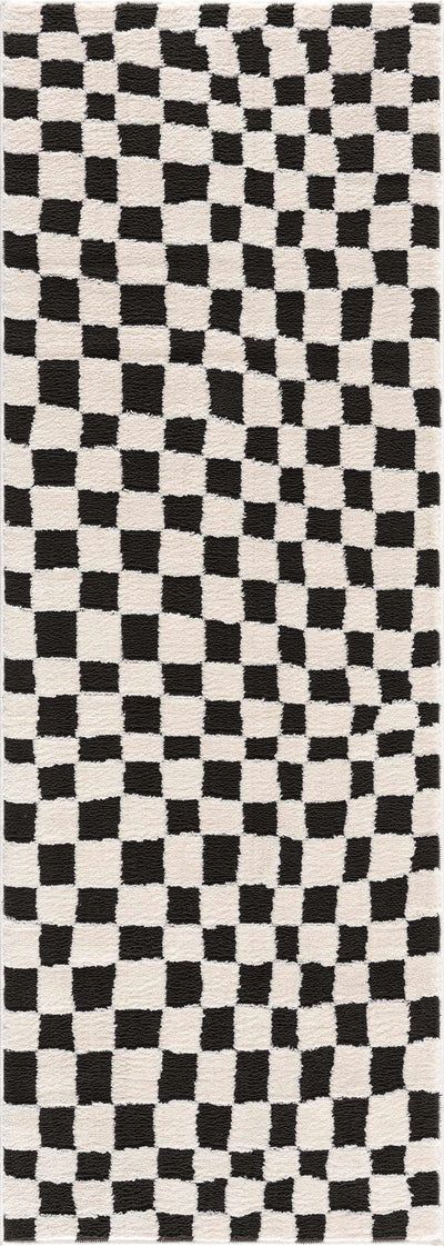 Lajos Black & White Checkered Area Rug | Boutique Rugs