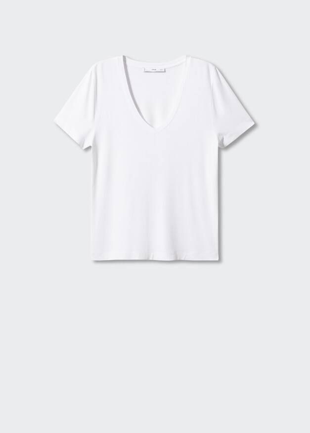 V-neck cotton T-shirt | MANGO (US)