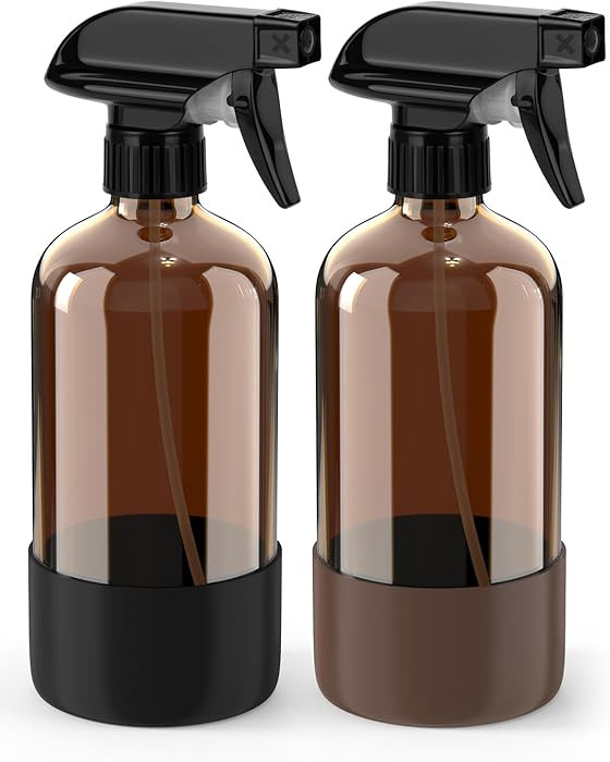 Glass Spray Bottle with Silicone Sleeve Protection, Amber Glass Spray Bottle Set for Window Clean... | Amazon (US)