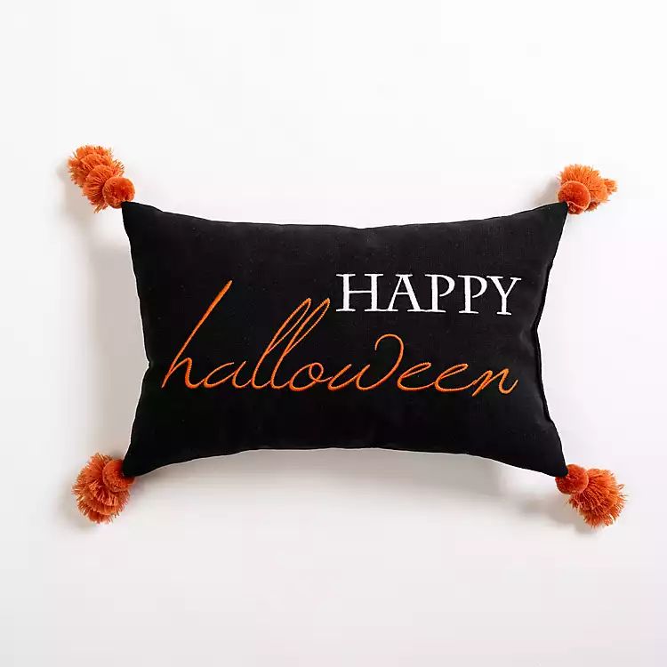 Mini Happy Halloween Pom Pom Lumbar Pillow | Kirkland's Home