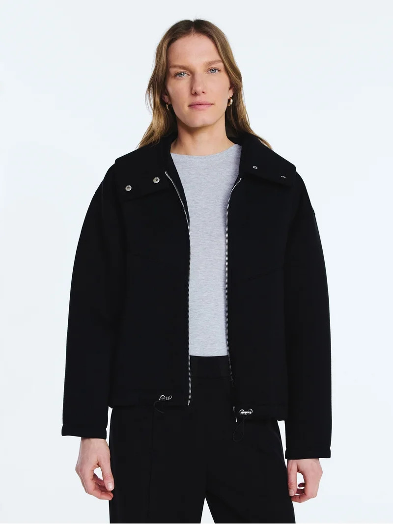 Scoop Women's and Women's Plus Neoprene Fleece Oversized Jacket with Hood, Sizes XS-4X | Walmart (US)