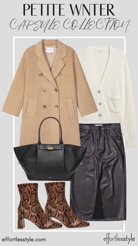 How to wear your leather skirt to the office…. A neutral cardigan, faux leather midi skirt, and snakeskin booties makes for a perfect work outfit this winter!

#LTKworkwear #LTKstyletip #LTKshoecrush