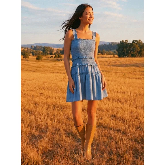 Celebrity Pink Women's and Women's Plus Smocked Ruffle Mini Dress, Size XS-4X | Walmart (US)