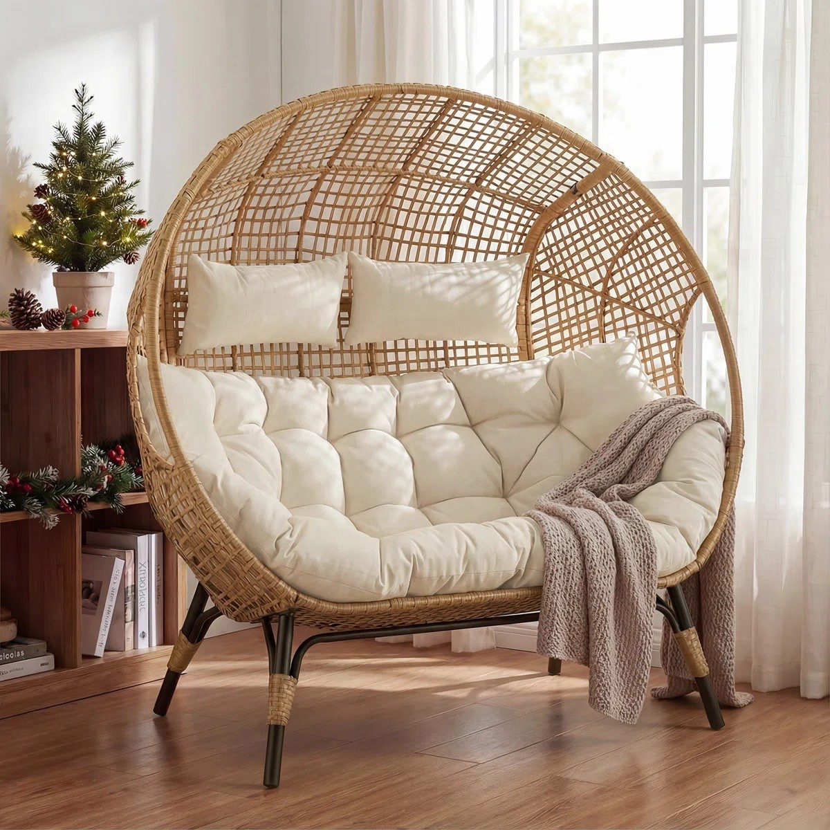 Enjoy cozy weekends in a Damarie 2-Person Wicker Rattan Egg Chair. This egg chair suits indoor or outdoor usage and is ON SALE and under $300.

Keywords: Egg chair, egg chair with cushion, patio chair, patio egg chair, indoor egg chair, patio furniture, sectional, seating group, couch set, outdoor patio furniture, outdoor couch set, seating group set, swing chair, day bed, outdoor day bed, home refresh, summer patio furniture 

#LTKdayinmylife #LTKSaleAlert #LTKHome
