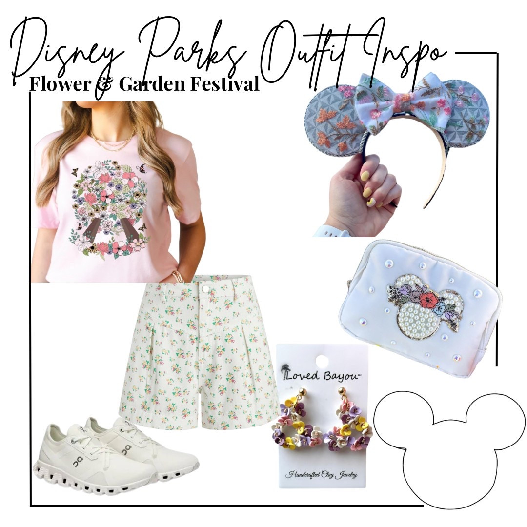 Disney parks flower and garden festival outfit inspo - floral Epcot spaceship earth tee from Etsy, Epcot embroidered flowers Mickey ears, floral denim shorts from cider, floral Minnie patch belt bag from Etsy, floral Mickey clay earrings from Etsy, on cloud x 5 sneakers 

ootd, Outfit inspo, Epcot finds, Disney parks Outfit, Disney bound,  under $50 outfit, affordable outfit, casual outfit, Disney festivals , Etsy finds, Disney outfit, Mickey ears, minimal Disney style, #ltkdisney, Disney ears, Disney aesthetic, theme park outfit, Disney parks outfit ideas, comfy Disney outfit, small business finds, Disney spring outfit 

#LTKTravel #LTKStyleTip #LTKSeasonal