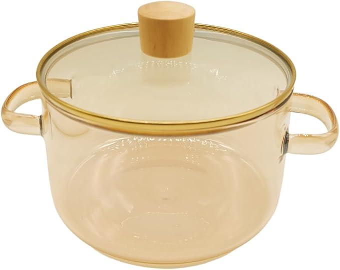 Panela de Vidro Âmbar 1,8L com Tampa – Caçarola de Vidro Multiuso para Servir e Armazenar Ali... | Amazon (BR)