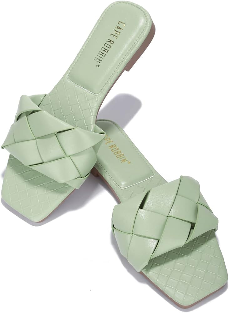 Cape Robbin Deja Sandals Slides for Women, Woven Womens Mules Slip On Shoes | Amazon (US)