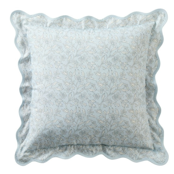 My Texas House Blue Floral Scallop 18" x 18" Outdoor Pillow | Walmart (US)