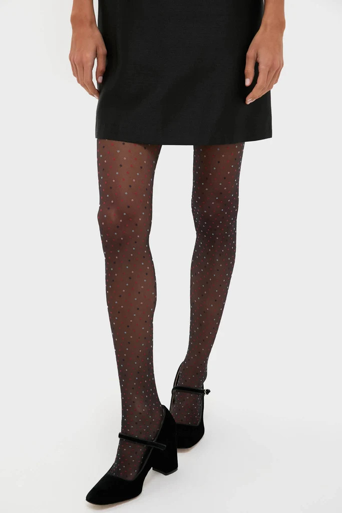 Black and Red Multicolored Dot Tights | Tuckernuck (US)