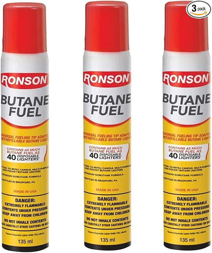 Lighter Butane Refill 135ML (Pack of 3) with Cleaning Cloths | Amazon (US)