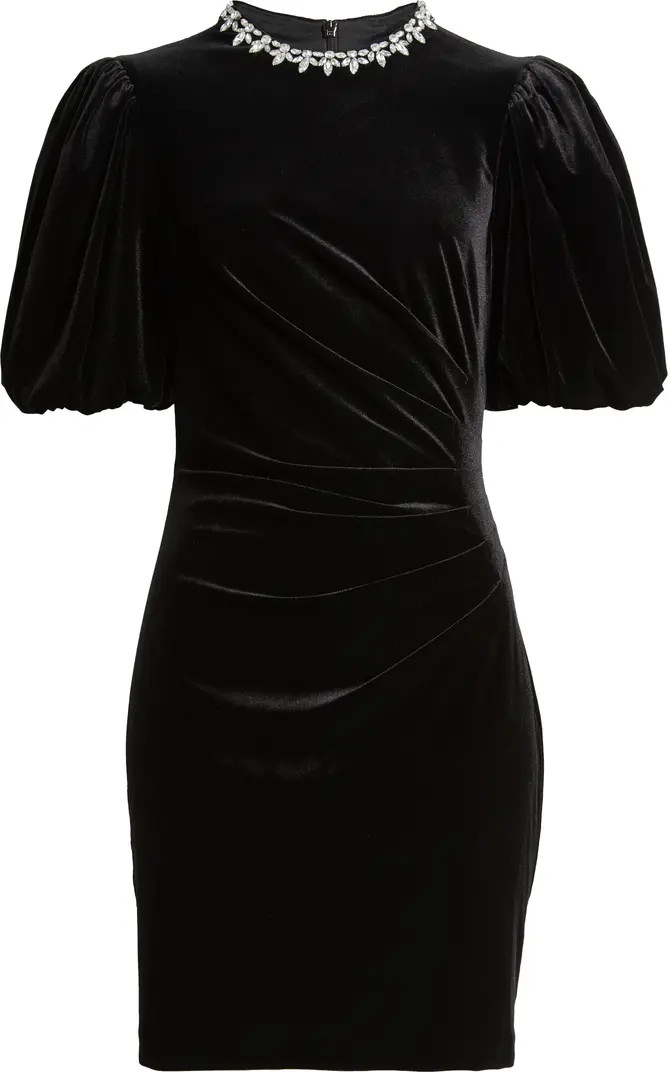 Jeweled Neck Velvet Dress | Nordstrom
