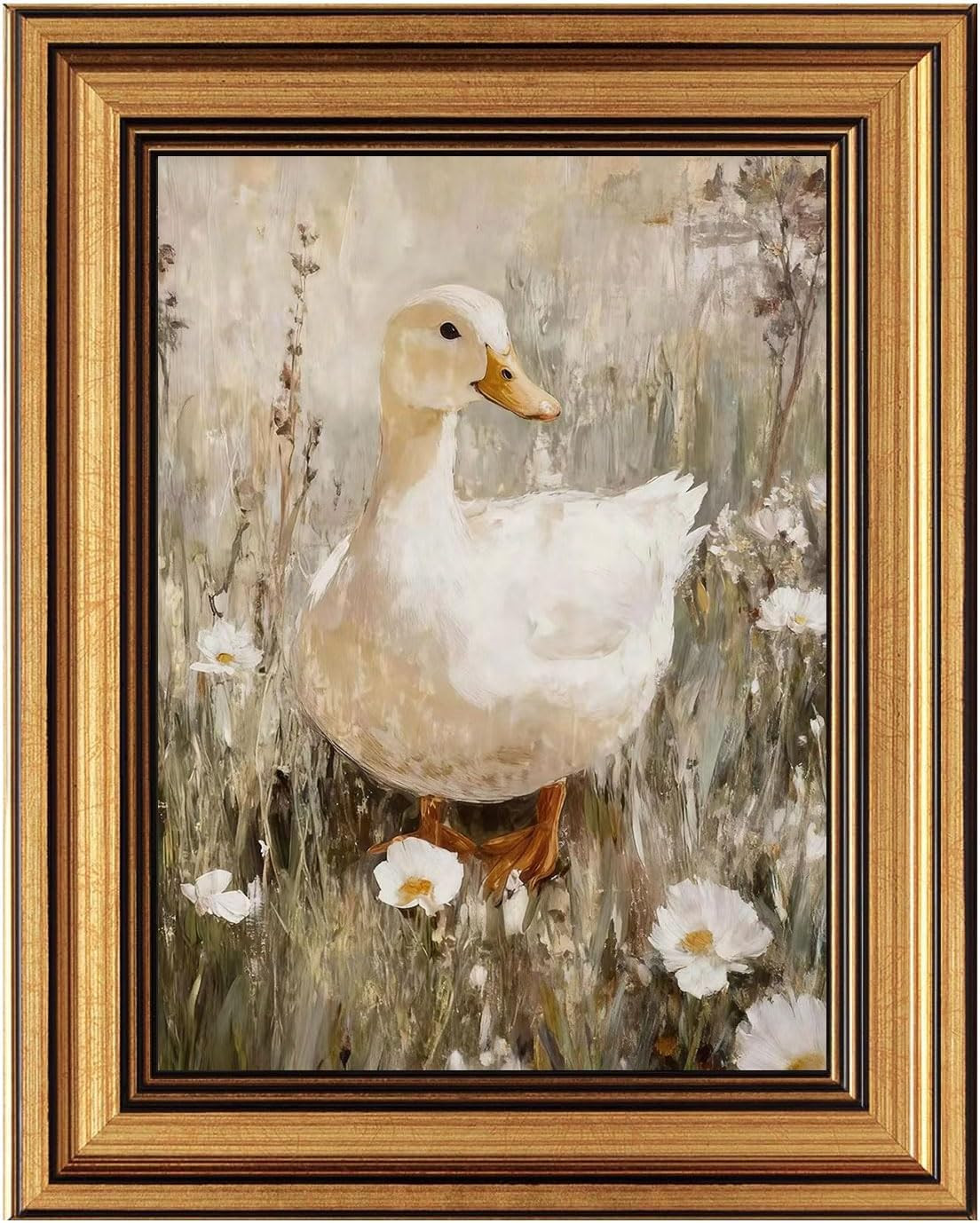 XiZoDinia Vintage Duck Wall Art, Gold Framed Canvas Print, Retro Farmhouse Duck Decor for Bedroom Living Room, Cottagecore Rustic Aesthetic Home Decor (White Duck, 8 * 10inch) | Amazon (CA)