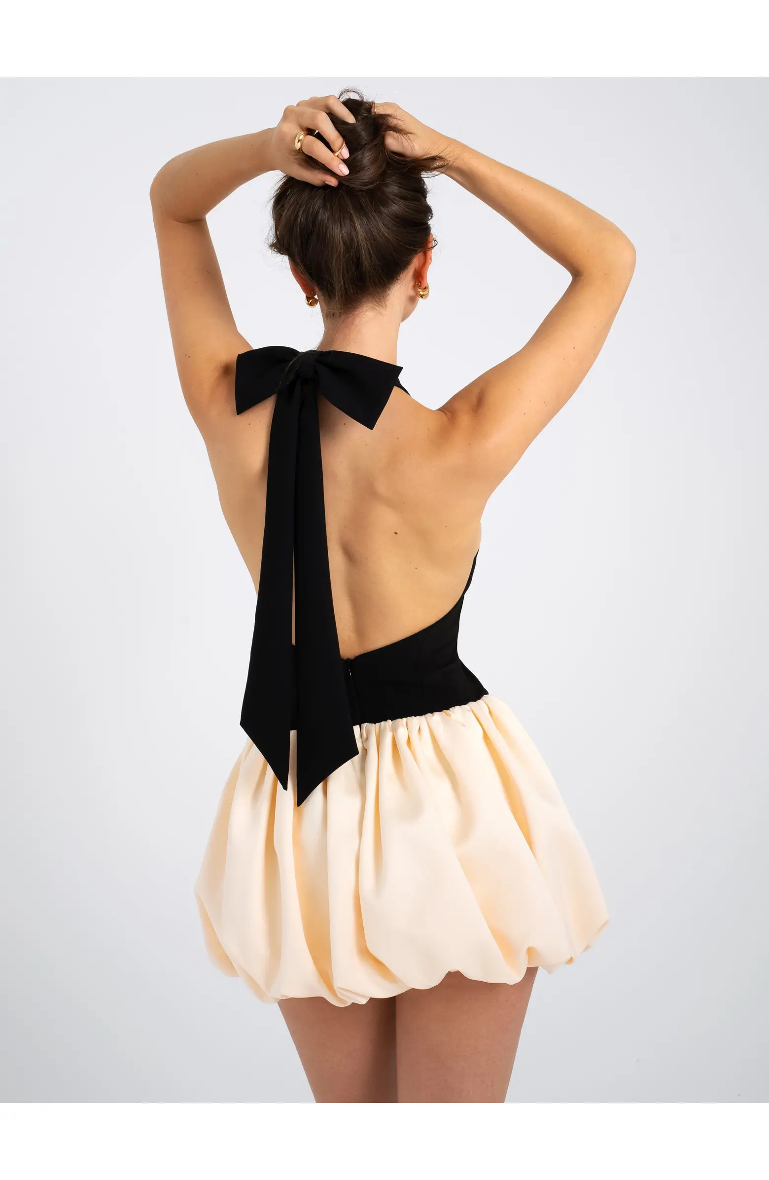 Yaira Backless Drop Waist Mini Bubble Dress | Nordstrom