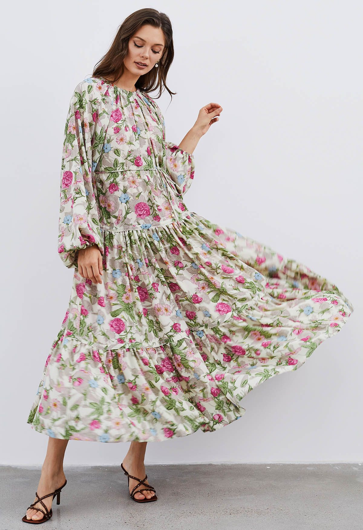 Pastel Bouquet Printed Reversible Maxi Dress | Chicwish