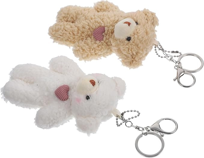 2pcs Plush Bear Keychain Lightweight Fluffy Stuffed Animal Bag Pendant Cute Backpack Charm for Co... | Amazon (US)