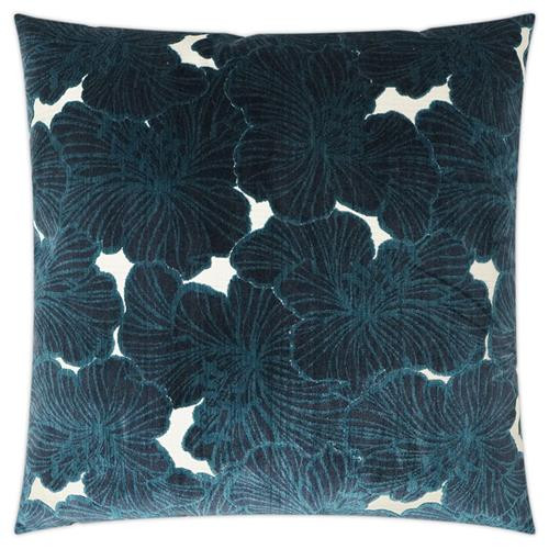 Demetria French Country Blue Floral Cream Decorative Throw Pillow - 24x24 | Kathy Kuo Home