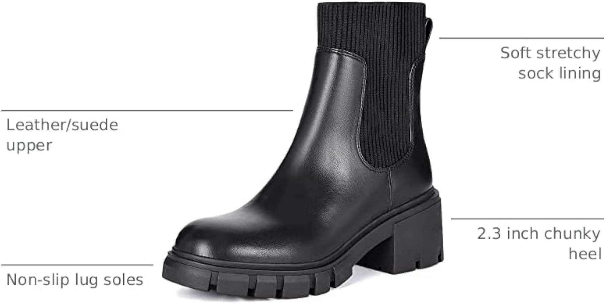 Athlefit Women's Chelsea Boots Fashion Slip on Platform Ankle Boots Lug Sole Chunky Booties | Amazon (US)