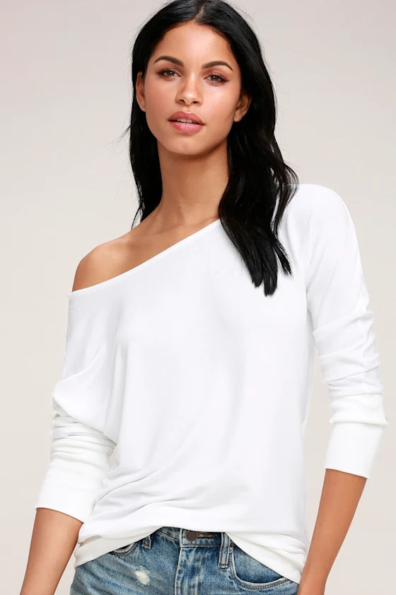 Travis White Long Sleeve Sweater Top | Lulus (US)