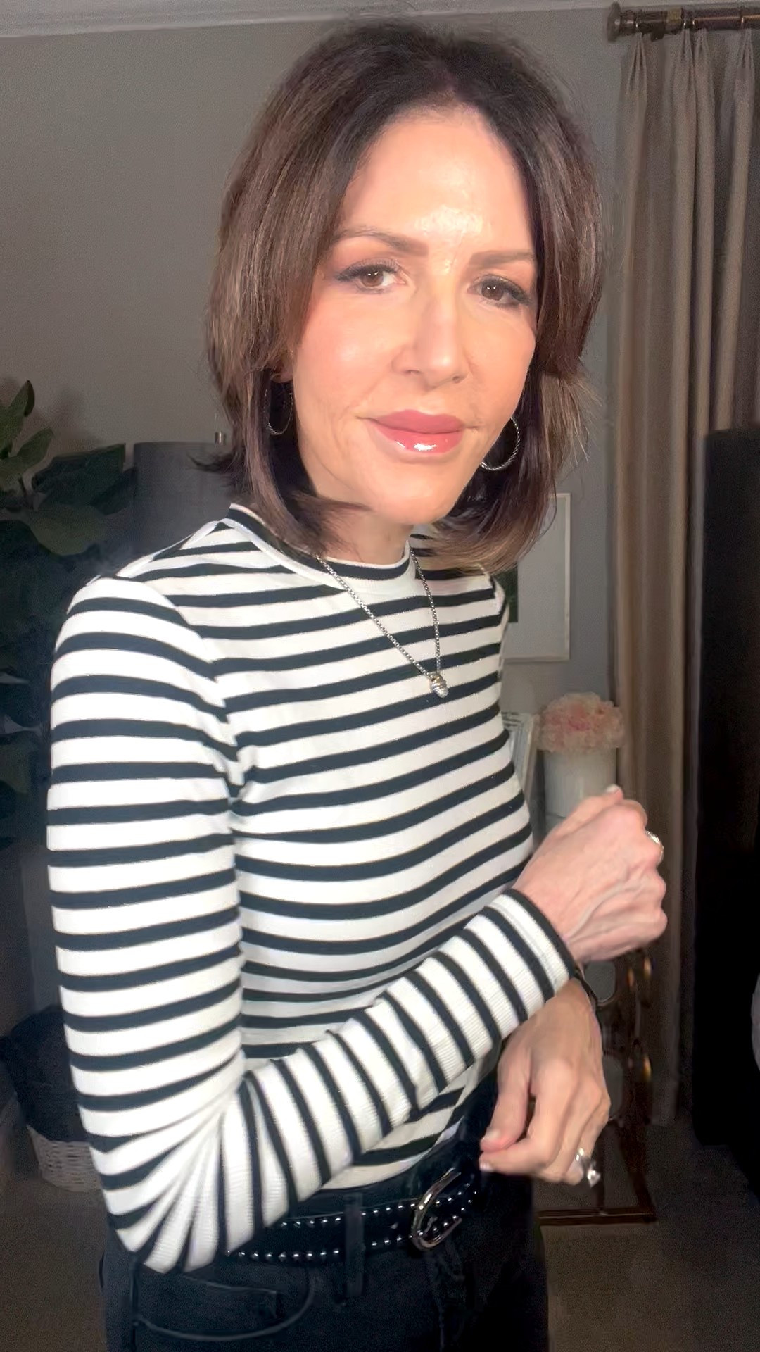 striped long sleeve tee, silver hoop earrings, over 50 outfits 

#LTKOver40 #LTKSeasonal #LTKootd