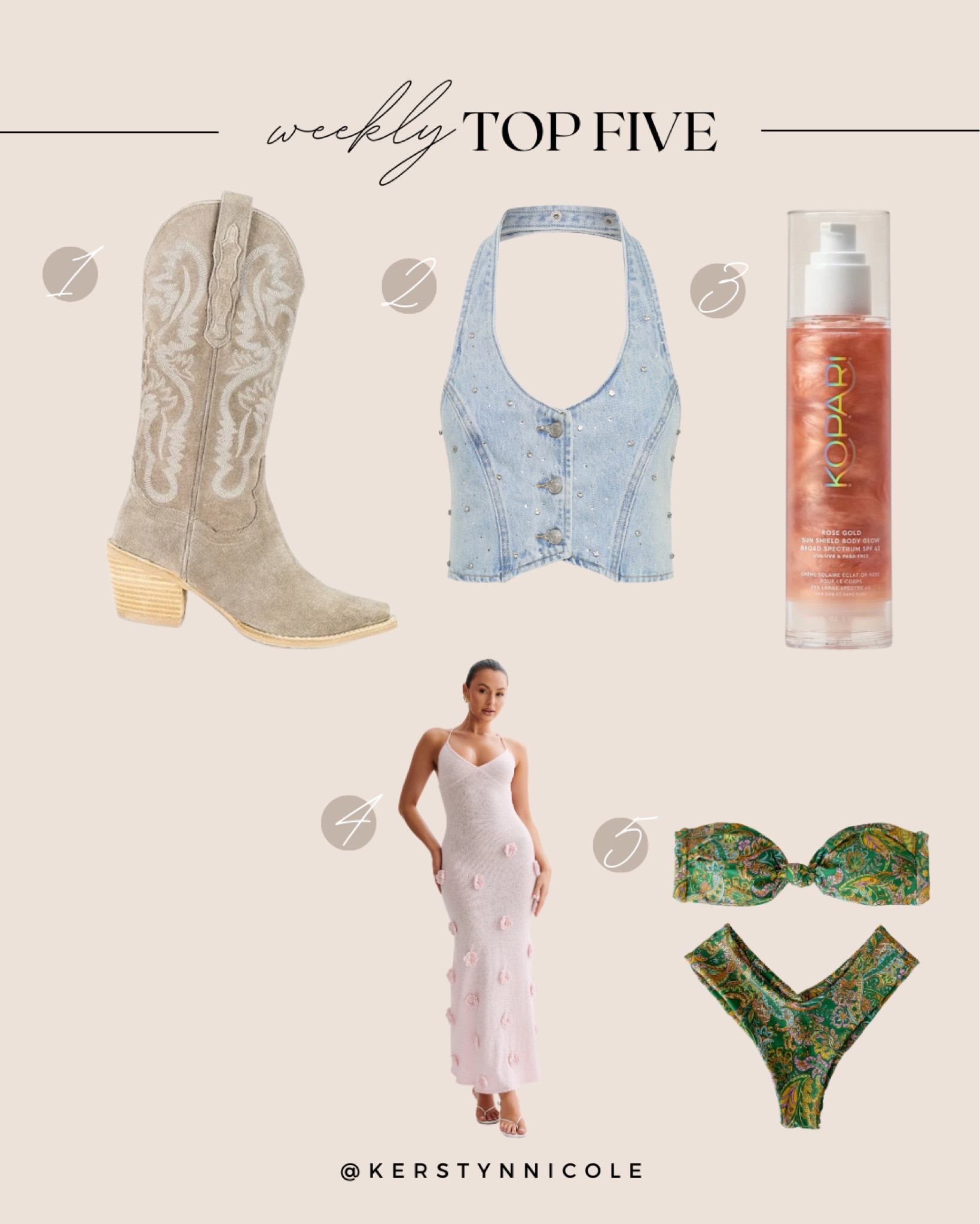 last week + this weeks best sellers! 

🦋✨🤍 denim vest, sunscreen, swimsuits, cowgirl boots, suede cowgirl boots, revolve finds, maxi dress

#LTKFindsUnder100 #LTKU #LTKStyleTip