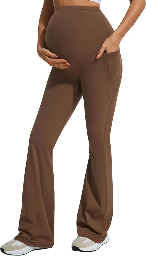 JOYSPELS Smooth Feeling Flare Maternity Leggings Over The Belly with Pockets Soft Bootcut Pregnan... | Amazon (US)