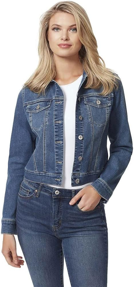 Jessica Simpson Womens Juniors Pixie Light Wash Front Pocket Denim Jacket | Amazon (US)
