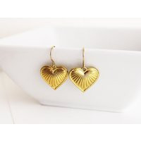 Heart Earrings Gold Dangle Earrings 14K | Belle Bohemian 2 | Etsy (US)