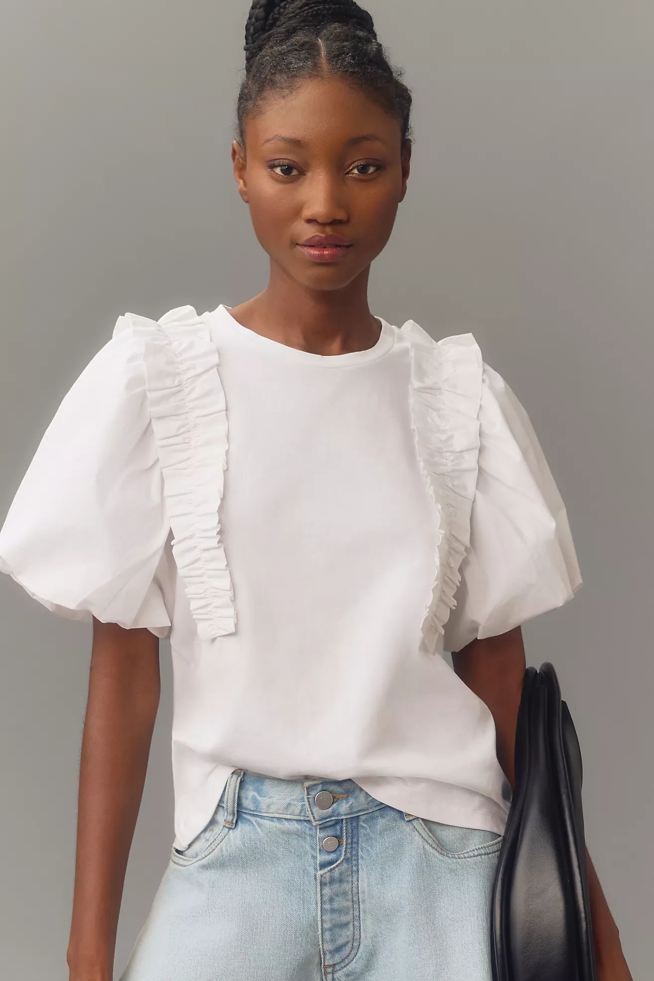 English Factory Puff-Sleeve Ruffled Top | Anthropologie (US)
