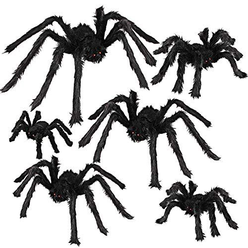 6 Pcs Halloween Spider Decorations, Realistic Large Scary Spider Decoration for Home Giant Spiders P | Amazon (US)