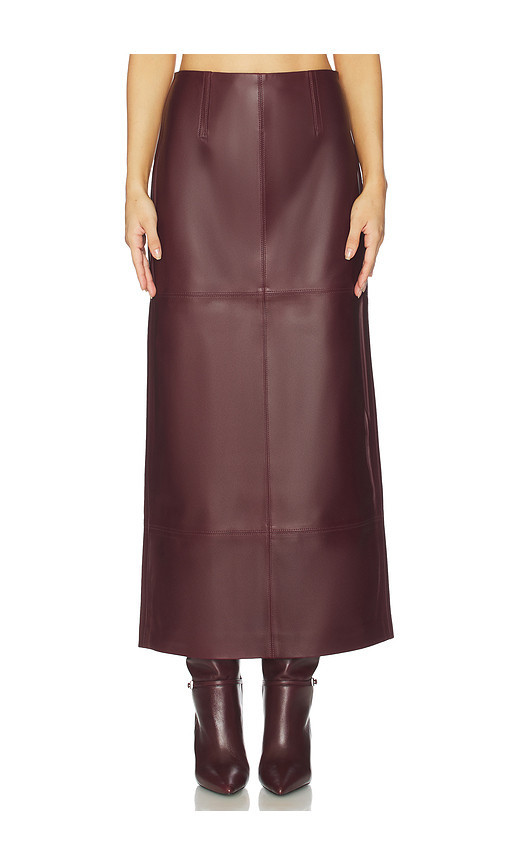 SRG Mango Leather Skirt in Burgundy. Taglia S. Also in L, M, XS. | Revolve Clothing (Global)