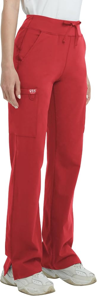 QBK High Rise Yoga Scrub Pants Women - Straight Wide Leg Uniform Pants with Cargo Pocket, Anti-Wr... | Amazon (US)
