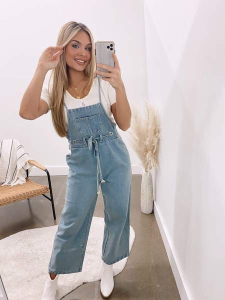Hooked On Sunshine Denim Overalls | Lane 201 Boutique