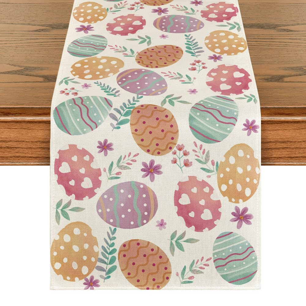 Artoid Mode Watercolour Easter Eggs Table Runner, Seasonal Spring Kitchen Dining Table Decoration... | Amazon (US)